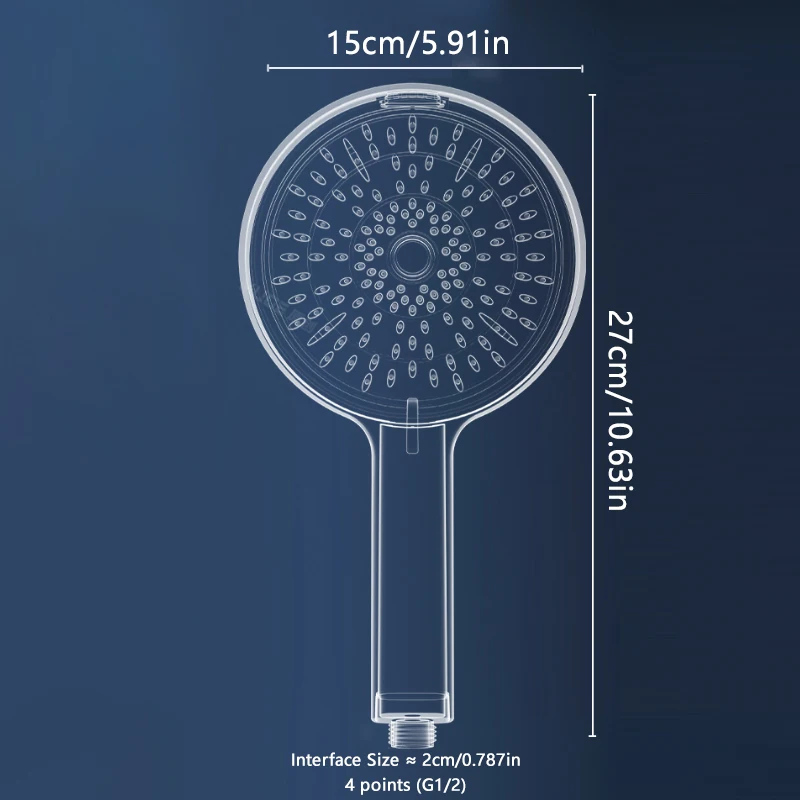 

6 Modes Adjustable Shower Head with Powerful Flow Portable High Pressure Shower Head Big Panel Spray Bathroom Accessories