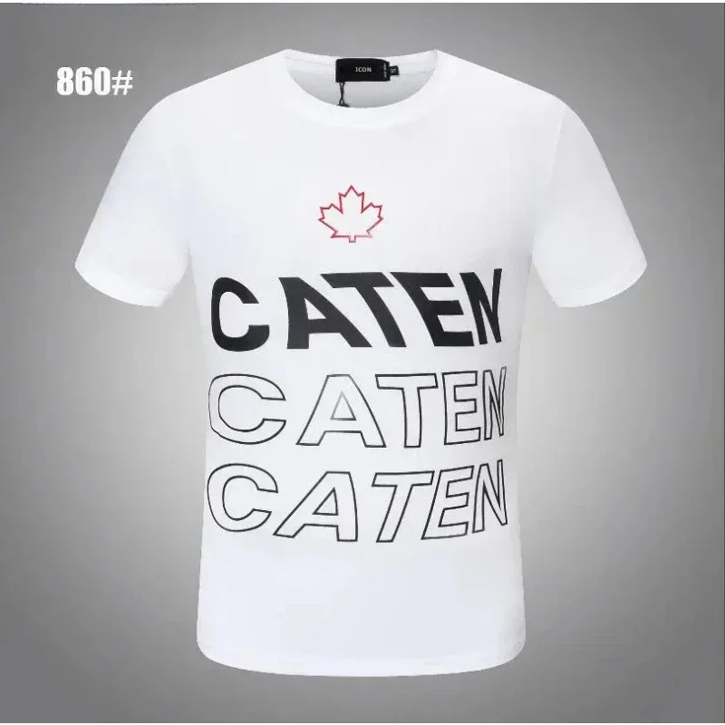 Dsq2 Caten Letter Print Tops Men Cotton Letter Short-sleeved ICON T-shirt Men 2024 Summer Shirts Streetwear