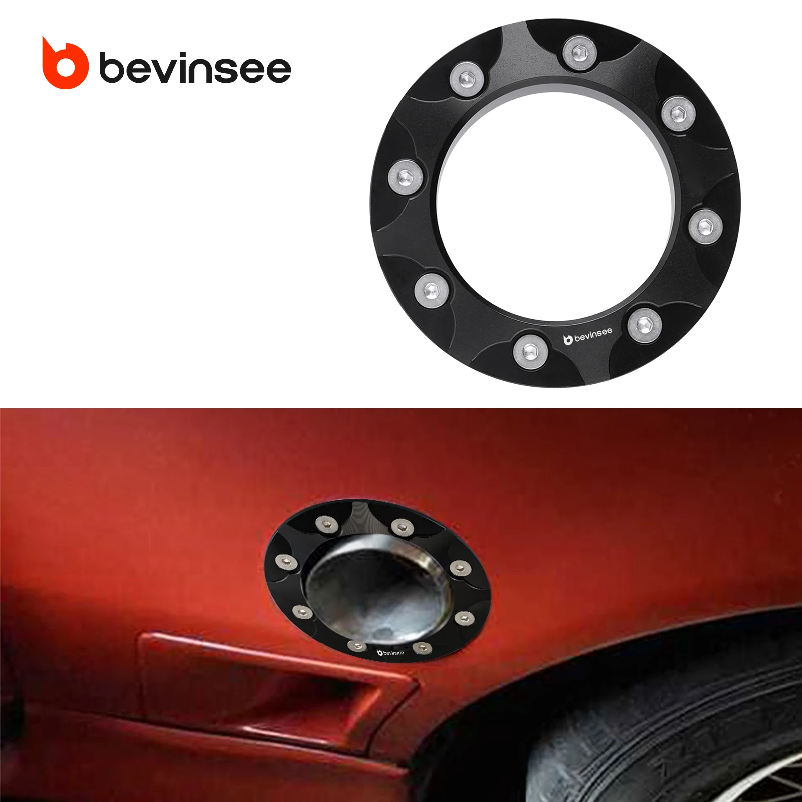 

BEVINSEE 3.1" Exhaust Pipe Fender Exit Bezel Trim Ring Flange Kit Aluminum, Car Accessories