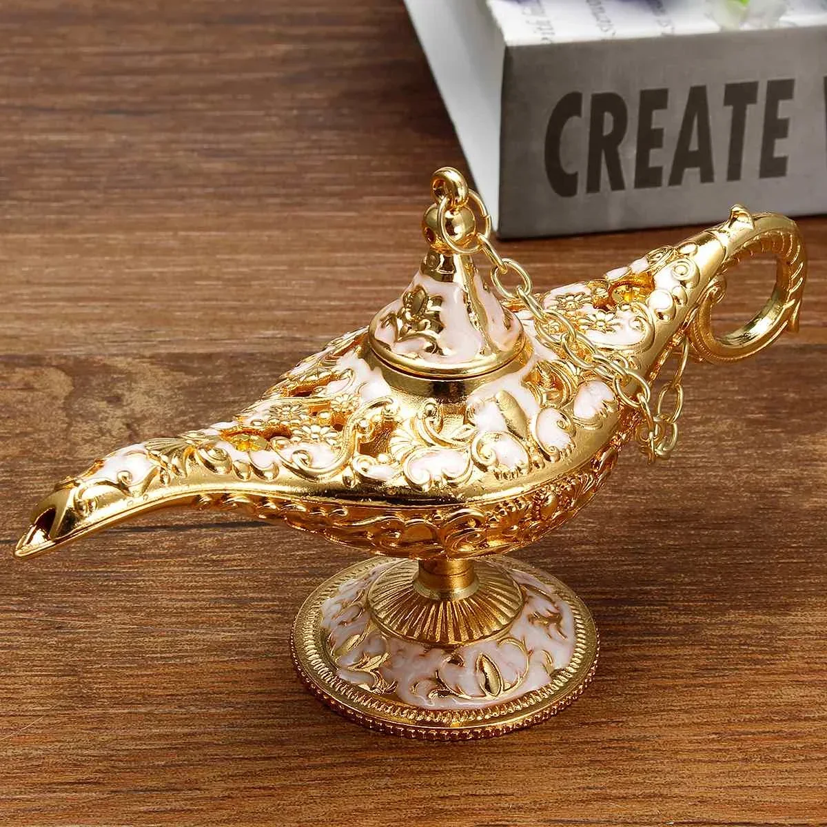 Aladdin Lamp Traditional Hollow Out Fairy Tale Magic Aladdin Wishing Lamp Tea Pot Retro Home Decoration Accessories