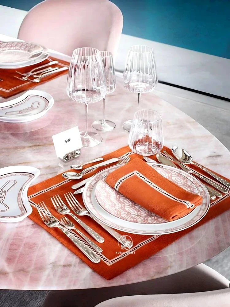 Mesa De Jantar De Luxo De Mármore Leve, restaurante De Villa De Luxo Italiano, Oval Doméstico