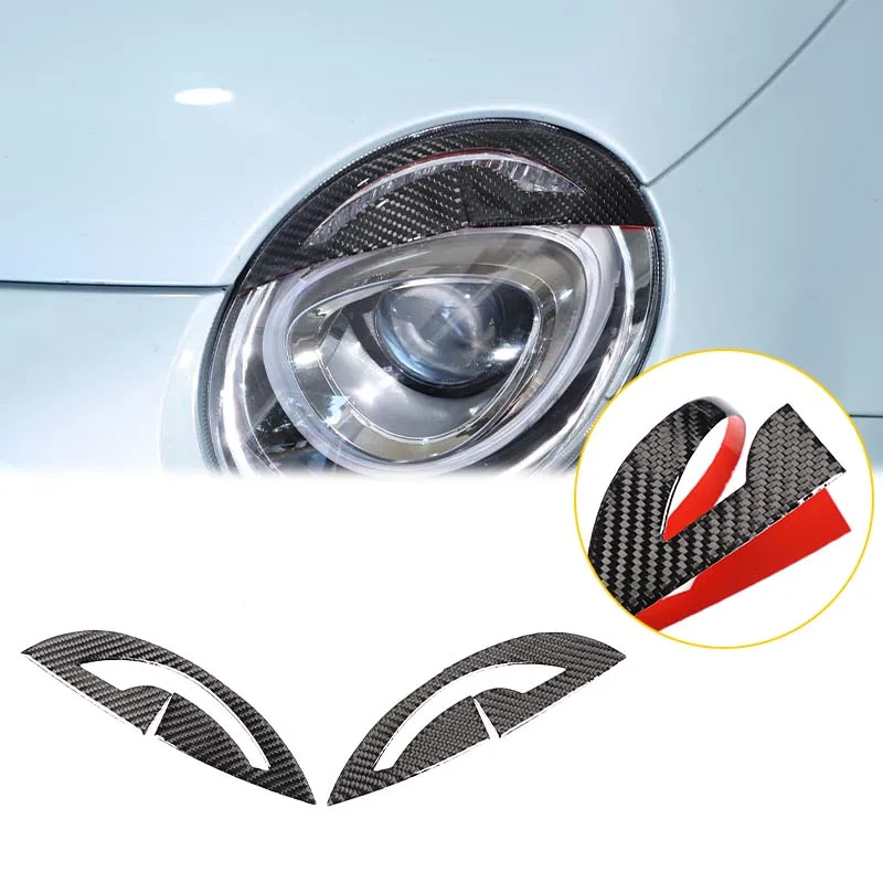 For Fiat 500 Abarth 595 695 2016+ Soft Carbon Fiber Car Headlight Eyebrow Cover Trim Sticker Car External Accessories