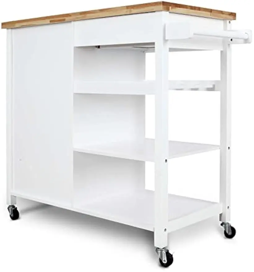 Portable Rolling Wood Top Kitchen Island Trolley Cart for Storage, image 2