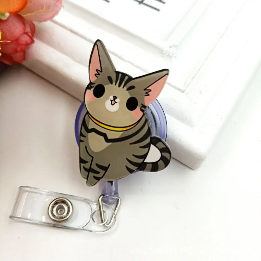 Cute Animals Retractable ID Card Holder Nurse Badge Reel Cartoon Dog Cat Students ID Card Badge Holder Easy Pull Buckle Puppy