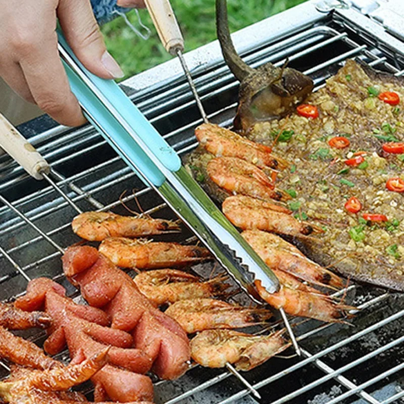 Stainless Steel Kitchen Tongs Small Barbecue Grill Cooking Tongs BBQ Meat Salad Food Tongs Clamp Ice Tongs Clip Kitchen Utensils