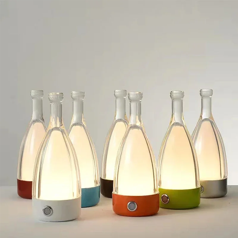 Wine Bottle Desk Lamp Bluetooth Speaker Rechargeable Ins Modern Lamps Bedroom Decor Atmosphere Night Light Creative Bedside Lamp