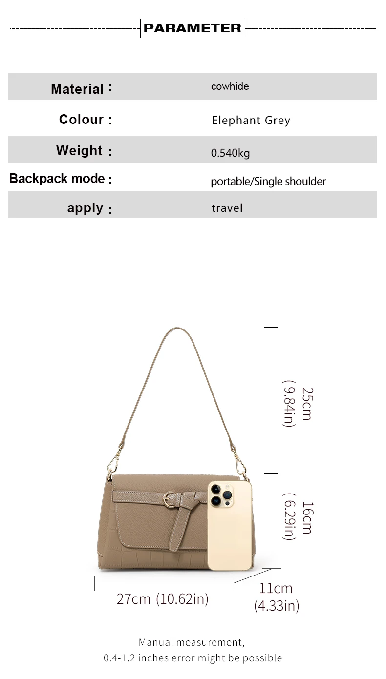 2026 Hochwertige Achseltasche Neues Modell aus erstklassigem Rindsleder Elegante Umhängetasche für den Nischenmarkt – Detail 4