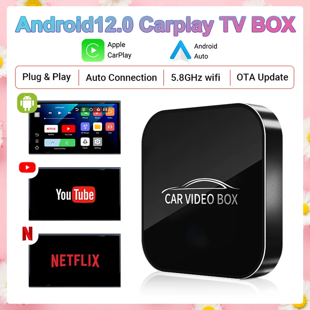 

2025 New 3IN1 Android12 Wireless Carplay Android AutoAdapter Upgrade Plug&Play For Youtube Netflix Dongle Wireless Car AI TV BOX