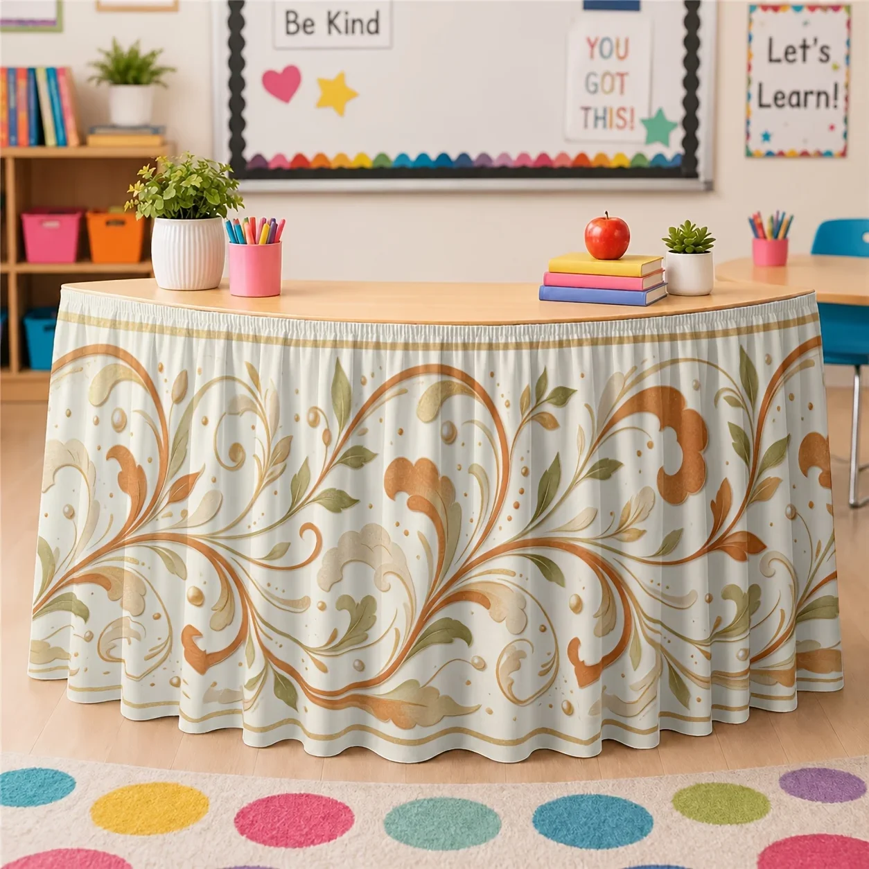 Elegant floral scroll pattern party tablecloth, suitable for weddings, garden events and anniversary celebrations, 1-piece set