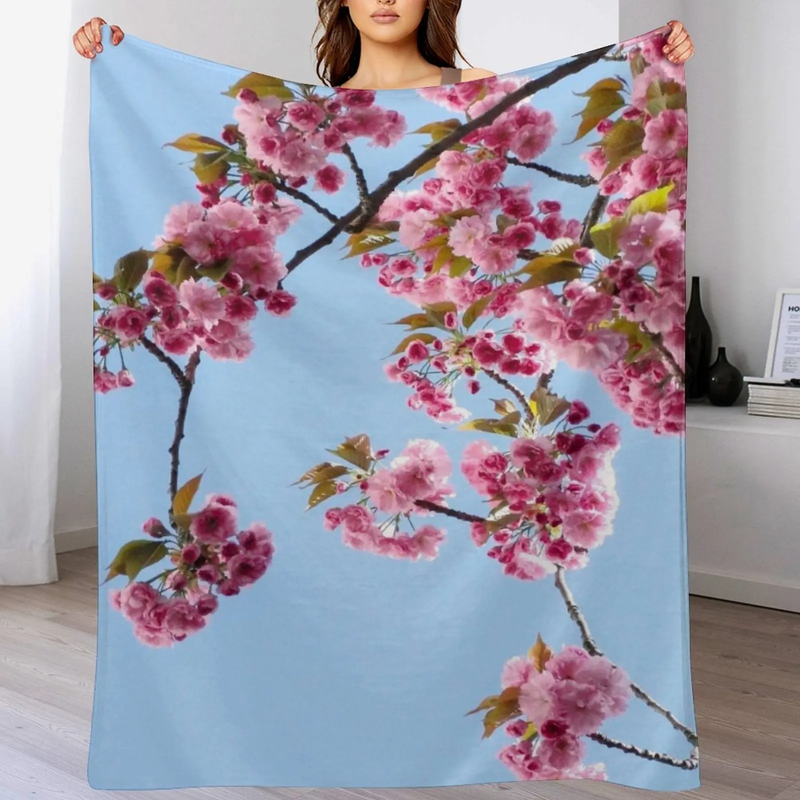 pink flowers ( cherry blossum) Throw Blanket Soft Home Decor Blanket for Couch Bedroom