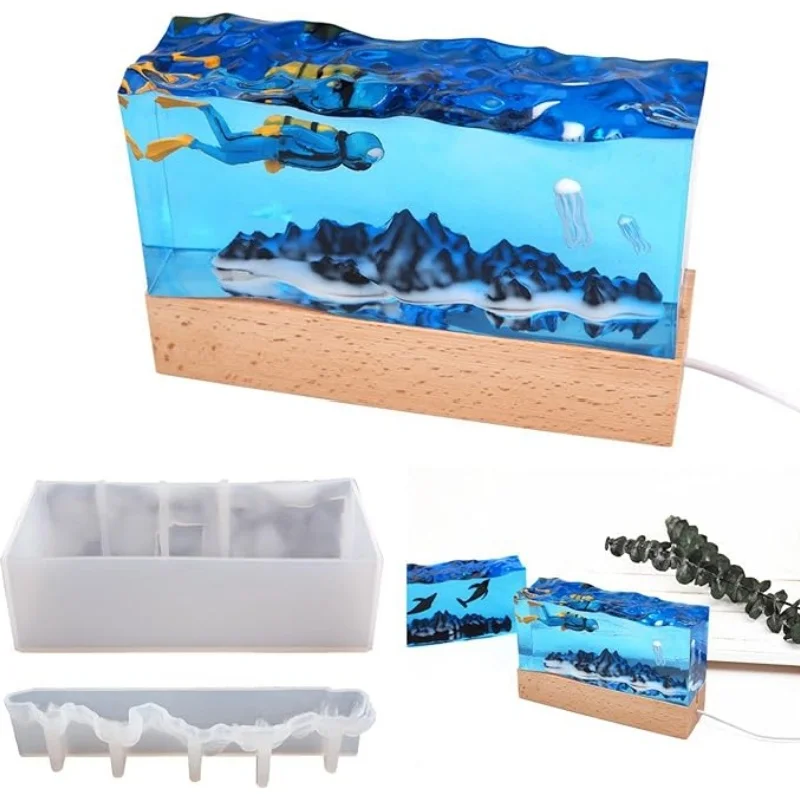 DIY Crystal Mountain Sea Wave Surface Mirror Silicone Mold Crystal Epoxy Resin Mold