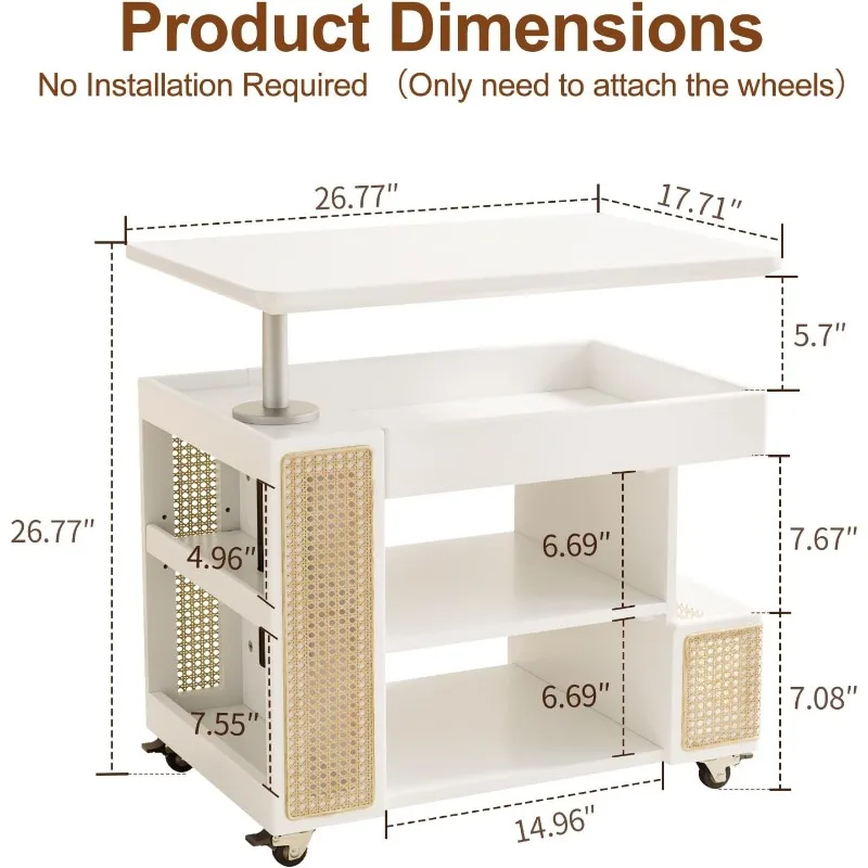 home.Lift Top Coffee Table with Storage, Rolling Wheels,Bedroom, Office(No Assembly Required)