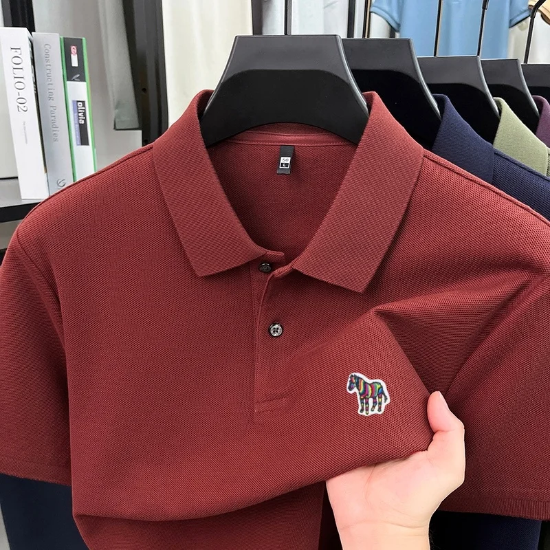 Herren Sommer Baumwolle 100% Poloshirt, Besticktes Kurzarm-T-Shirt mit Kragen, Business Casual Atmungsaktive Herrenbekleidung Oberteile – Detail 24
