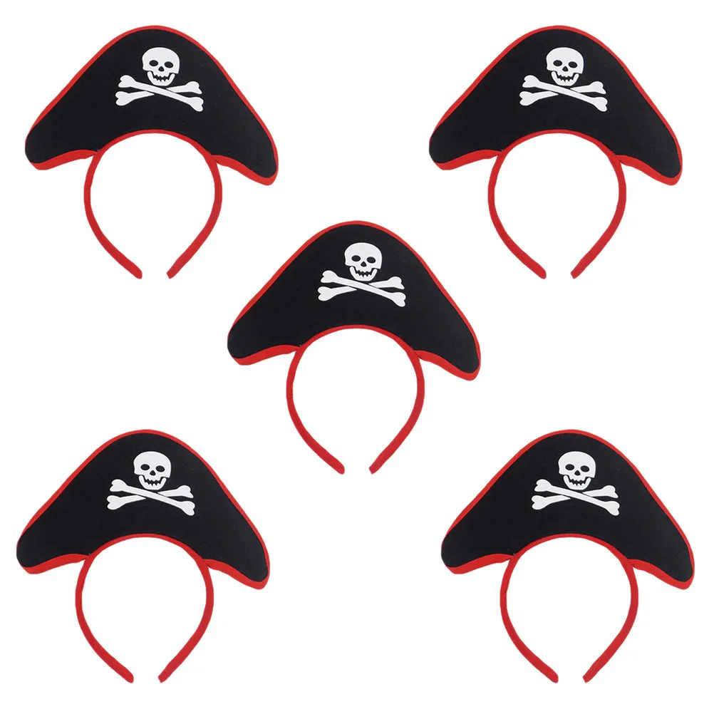 

Набор из 5 ободков для волос с пиратскими черепами, прочные аксессуары для Хэллоуина, праздничные головные уборы для детей, уникальный подарок, ободок для волос с пиратскими черепами