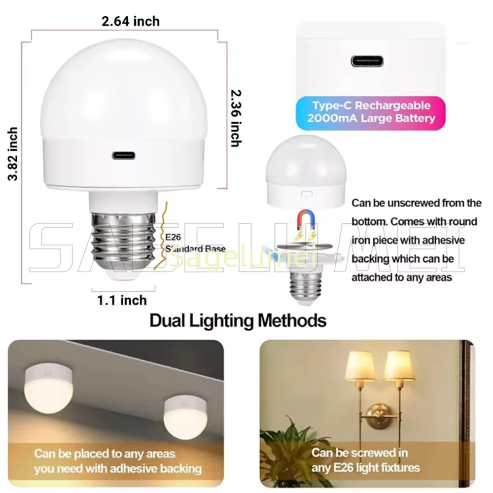5W Smart Remote Control RGB Bulb USB Charging Dimmable For Bedroom Living Room Bar KTV Room LED Lighting Fixtures with Remote