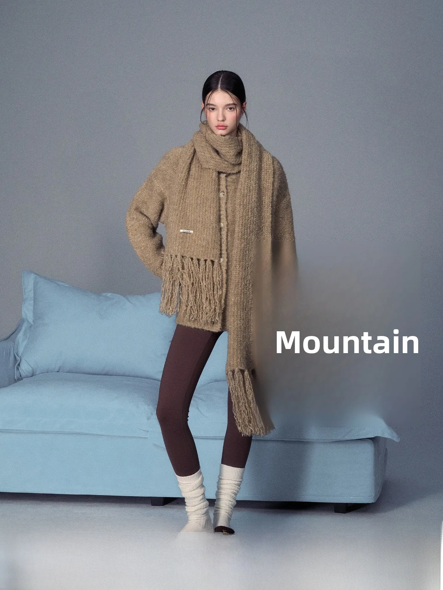 

LaluneDuCiel Women's Woolen Knitted Loose Sweater/Scarf round Ne Lazy Winter Casual Soft Nurturing Button up Top