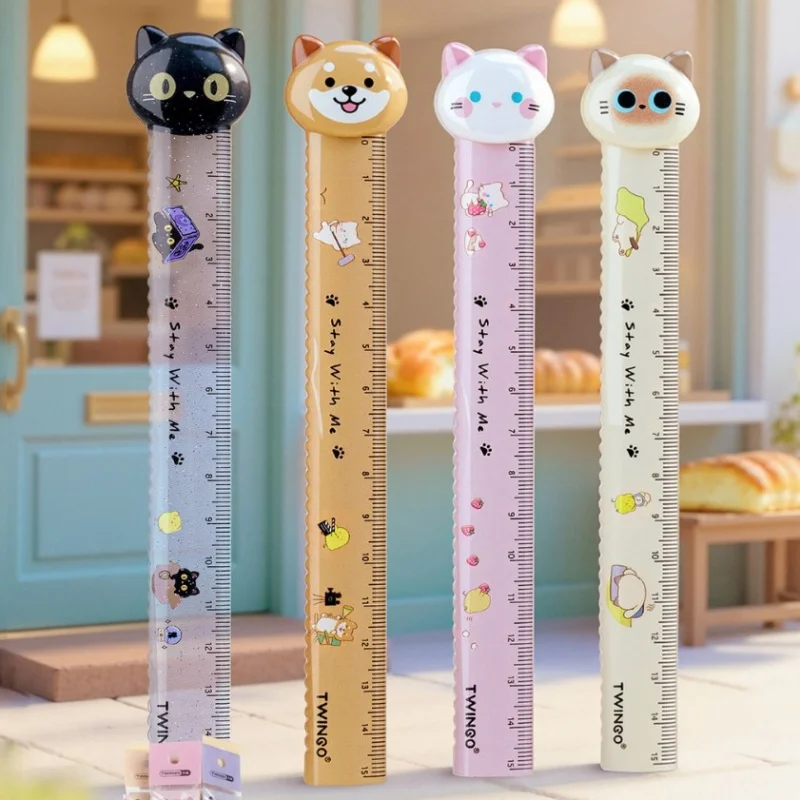 36pcs/lot Kawaii Cat Dog Ruler Cute Drawing Painting Tool Bookmark Promotional Stationery Gift School Supplies