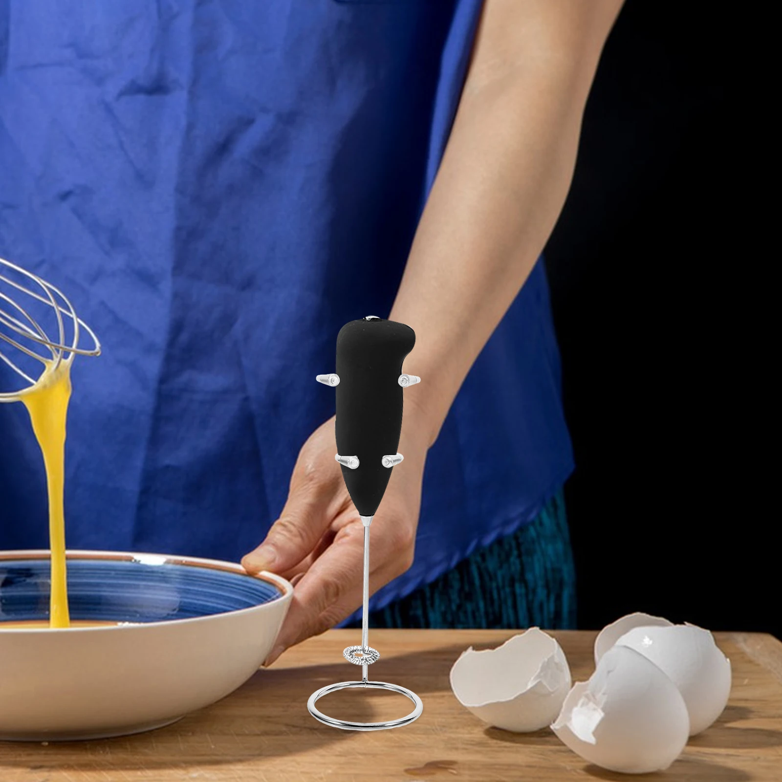 

2Pcs Stylish Frother Stand Stainless Steel Milk Frother Holder Multifunctional Kitchen Organizer Mixer Beater Egg Tools