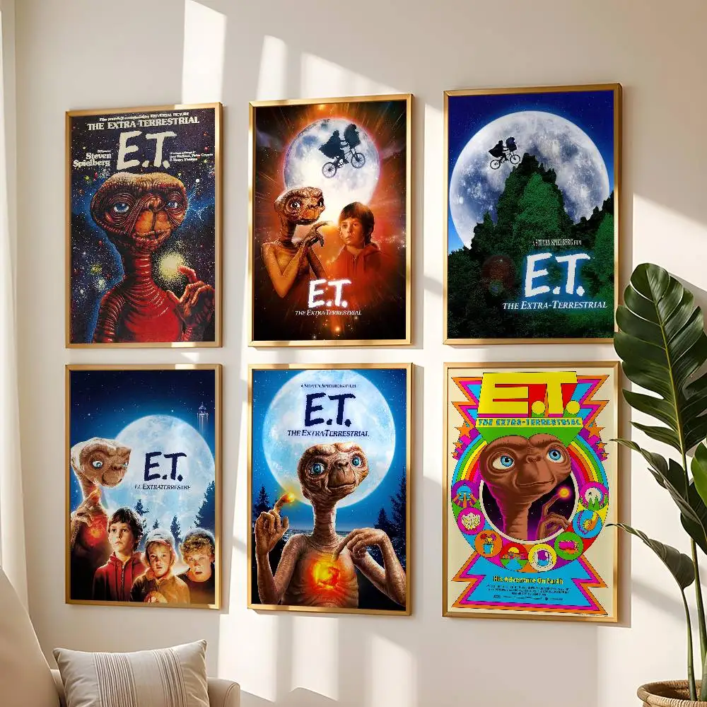 Movie E.T. The Extra-Terrestrial Poster High Quality Print Waterproof Wall Art Sticker For Bar Living Room Decor Gift