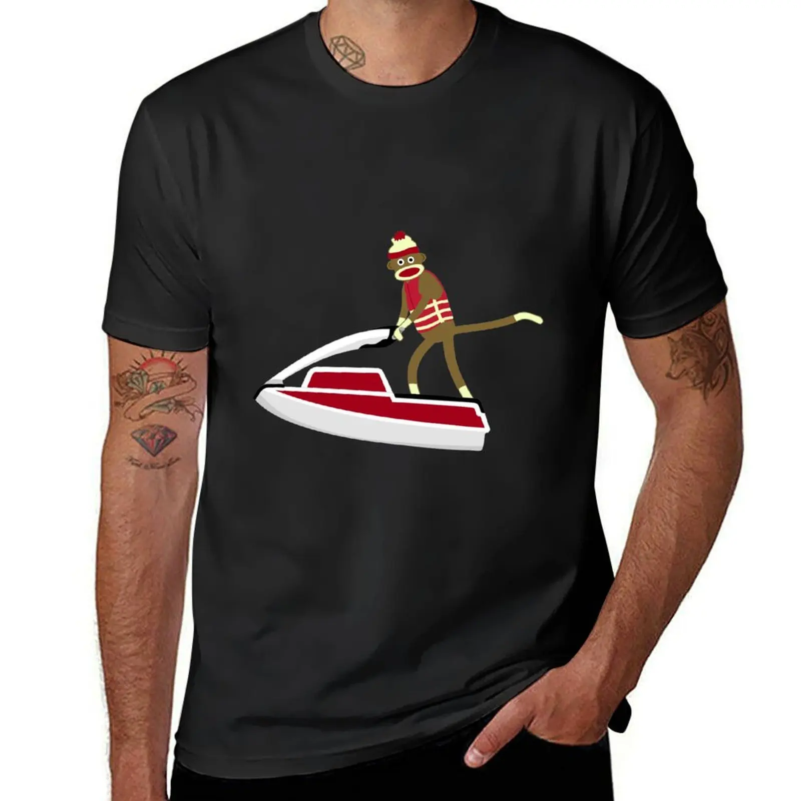 

Sock Monkey Jetski T-Shirt tops anime tshirt clothes mens cotton t shirts
