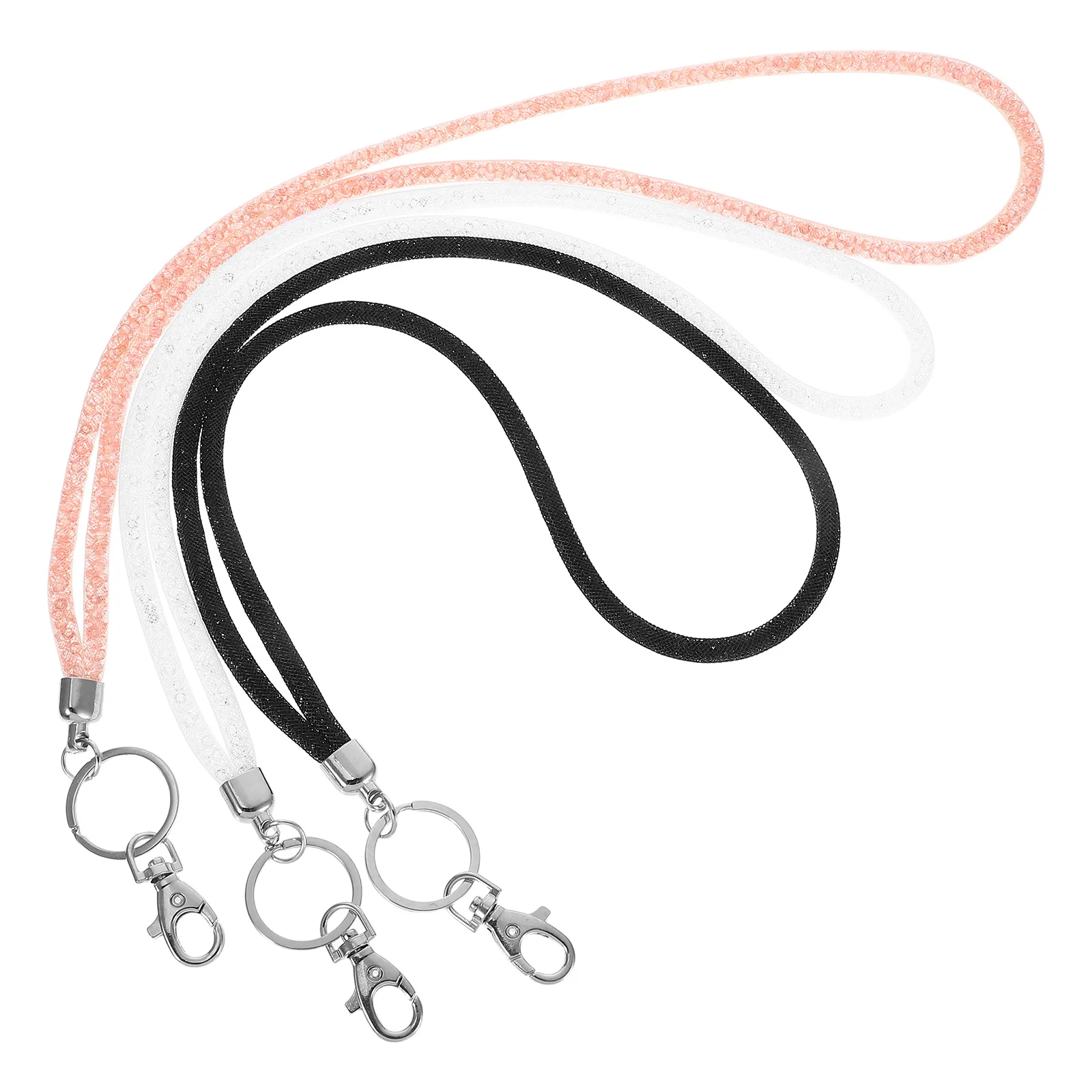 

3Pcs Metal Clasp Lanyard Neck Strap for Phone Keys Id Badge Name Card Rhinestone Hanging Rope Portable Breakaway Design