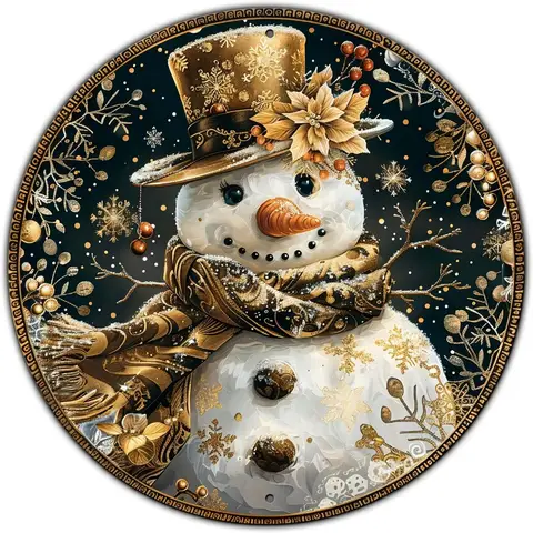 Snowman Sign Winter Welcome Farmhouse Christmas Metal Tin Sign for Outdoor Outside Porch Rustic Snowflakes Wreath Wall Decor