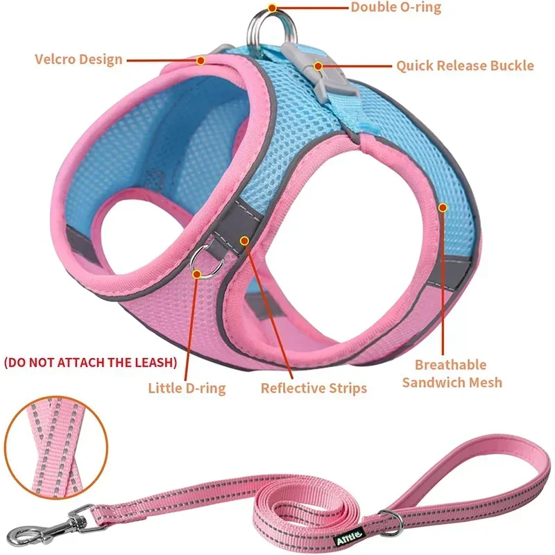 Dog Harness Leash Set for Small Medium Dog Cat Chest Strap Reflective Dog Clothes Vest Set Chihuahua Outdoor Walking Pet Supplie