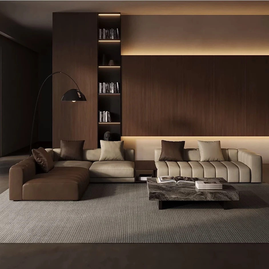 Sofá Moderno y Económico, Sofá Grande para Salón, Color Marrón, Cómodo, Diseño Europeo, Sofá de Dos Plazas, Diván, Mueble para Lectura, Mueble para el Hogar