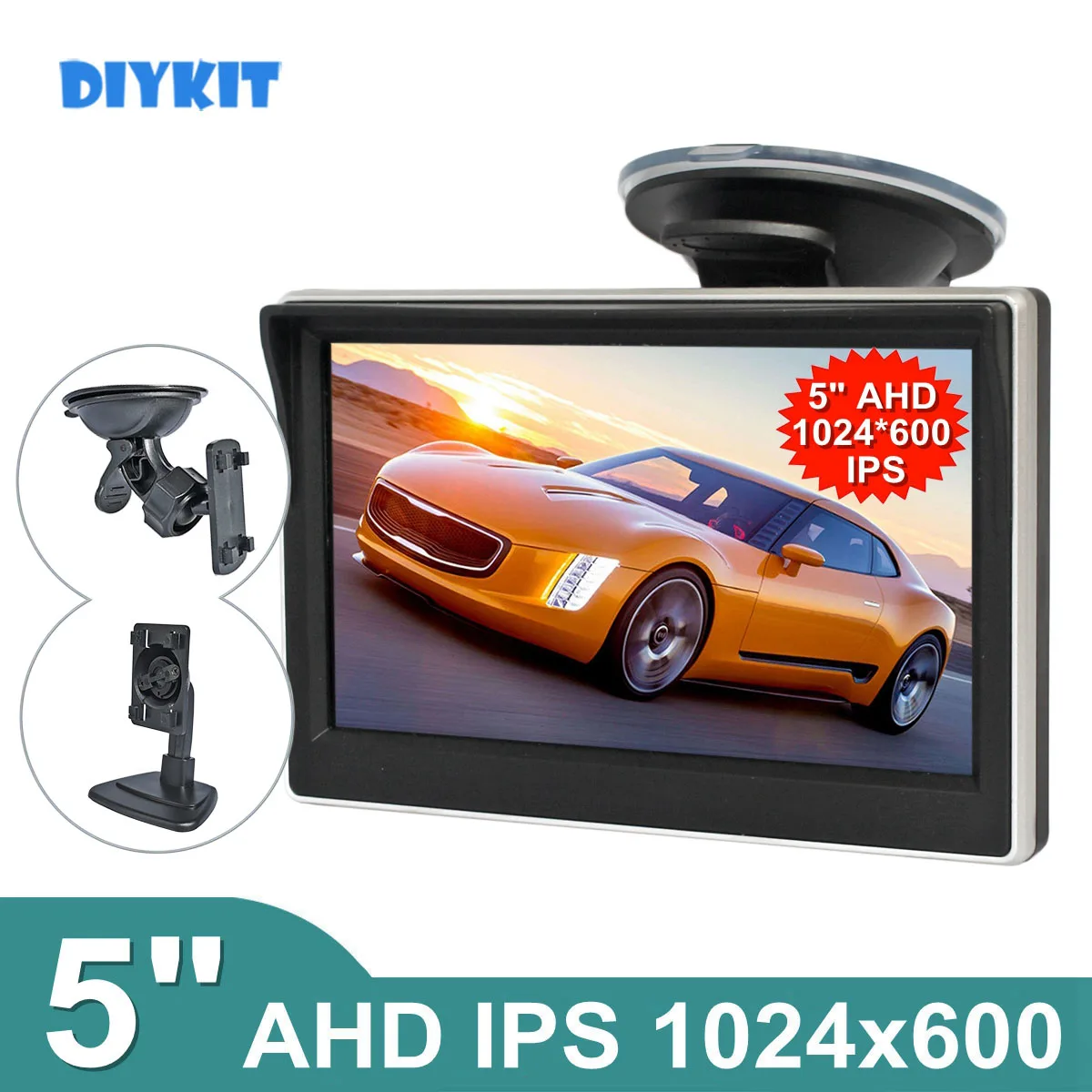 DIYKIT 5inch IPS AHD Car Rear View Monitor Inside Parking Backup Monitor with Suction Cup and Bracket for MPV SUV Horse Lorry