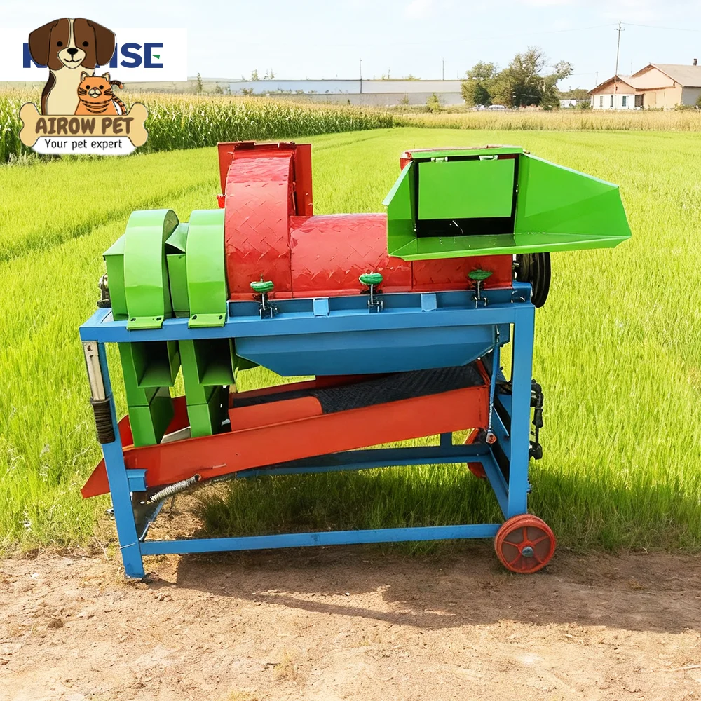 AIROW Compact Electric Multifunction Threshing Machine for Corn Beans Millet Sorghum and Small Farm Grain Rooms Stable Daily Use