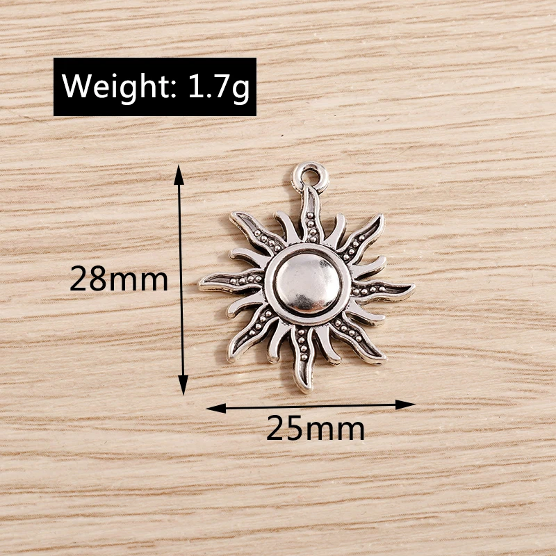 20pcs 25x28mm Cute Alloy Sun Charms Pendants Jewelry Making Drop Earrings Necklaces Bracelets DIY Handmade Crafts Accessories