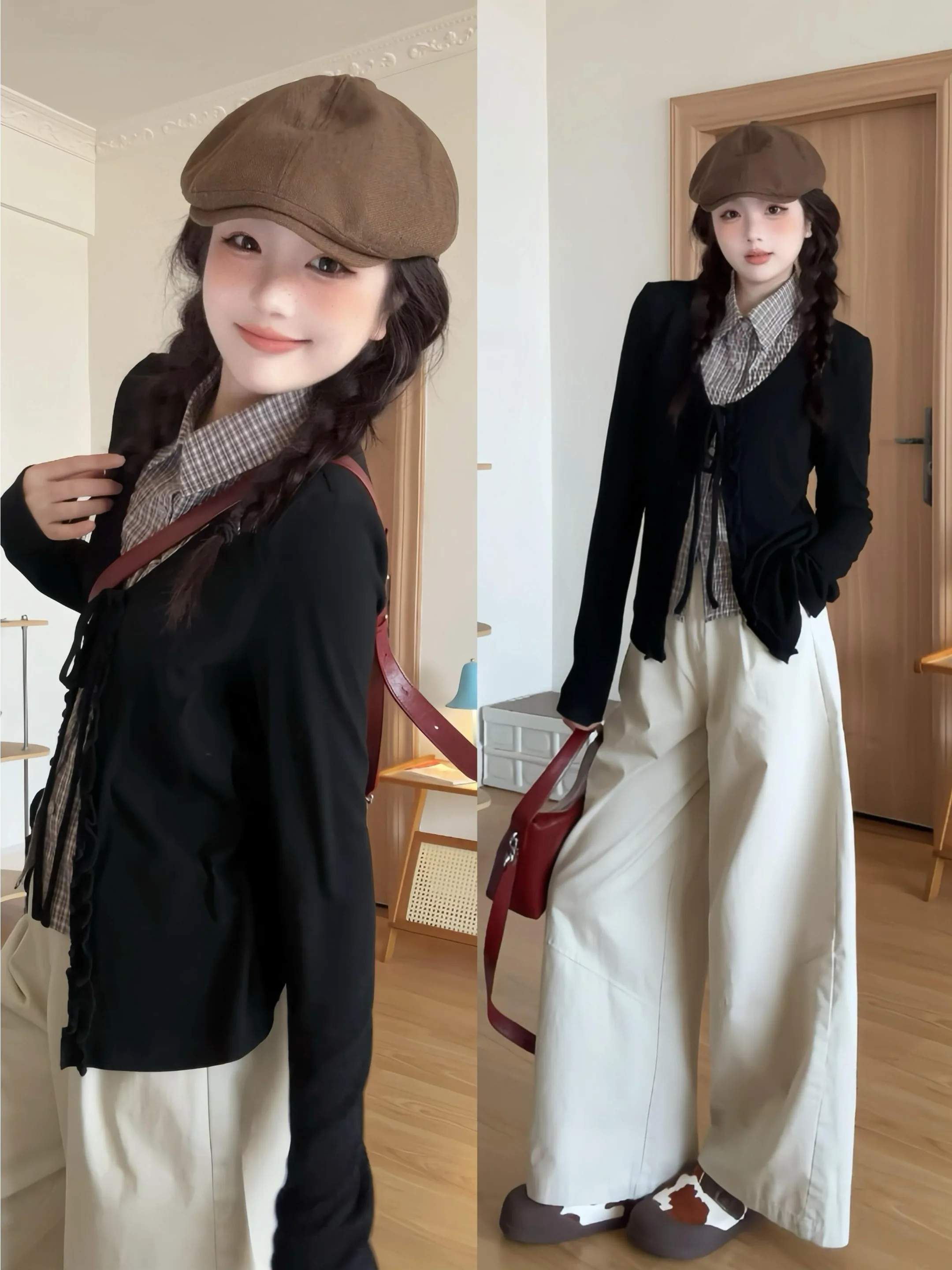 

Корейская полосатая вязаная футболка для женщин, новая весенняя коллекция, модный дизайн с древесным узором, топ из премиального хлопка для дам