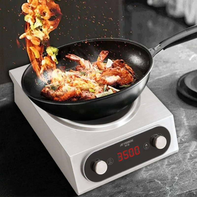 New Concave Induction Cooker 3500W Pure Copper Coil Smart Timing High Power Stir Fry Electric Stove for Home Use