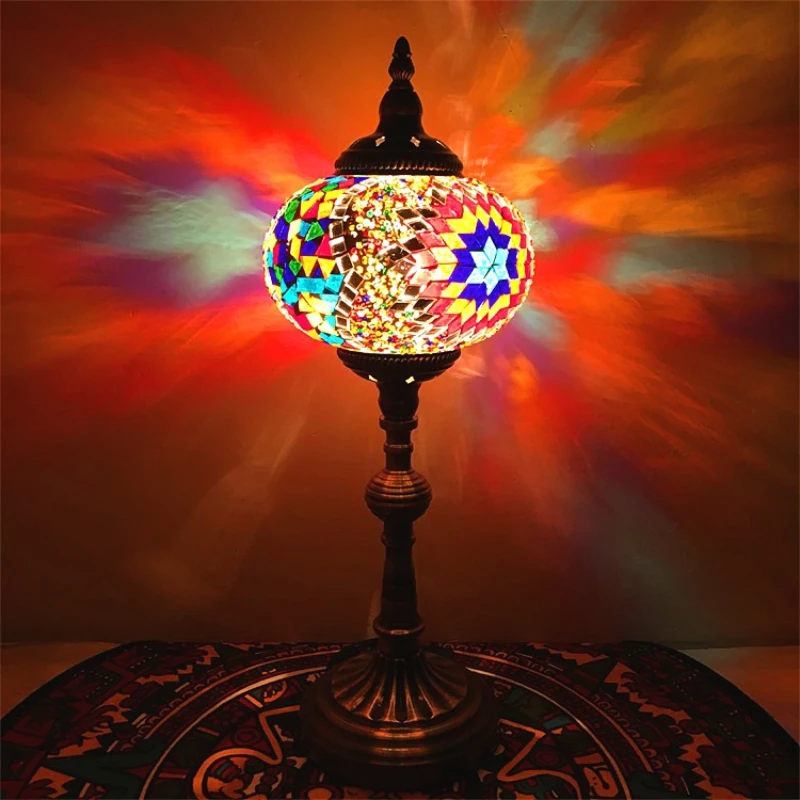 Ethnic Style Table Lamp Handmade Glass Mosaic Table Lamp