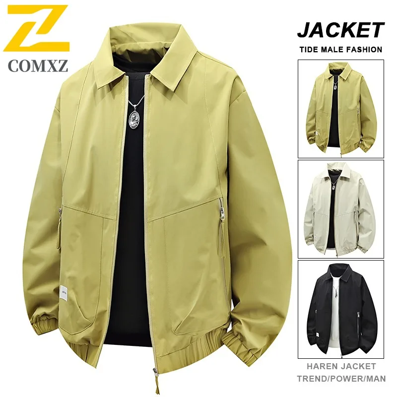 

COMXZ Мужская куртка, повседневная куртка с воротником-стойкой, удобное пальто для езды на велосипеде, легкая весенне-осенняя мотоциклетная куртка для пешего туризма и путешествий