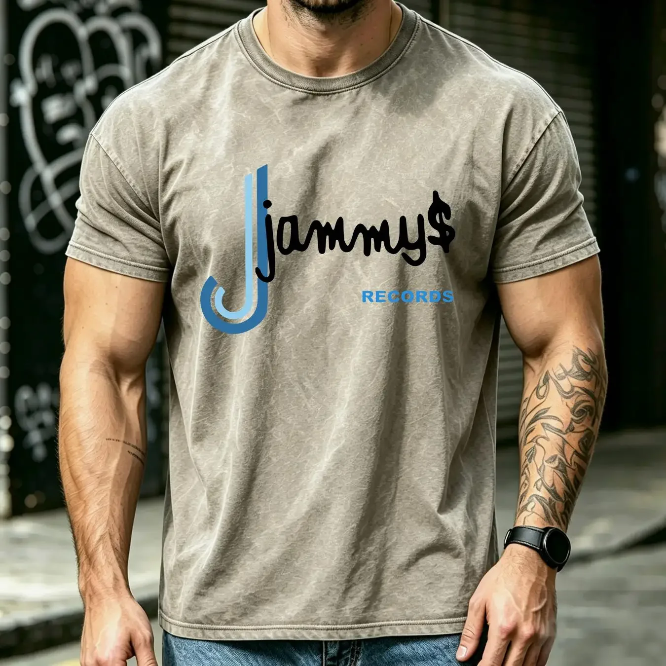 washed T Shirt Jammys Records Reggae Music Label Retro Meme Top 563 vintage Washed designer clothes homme Stretched Casual