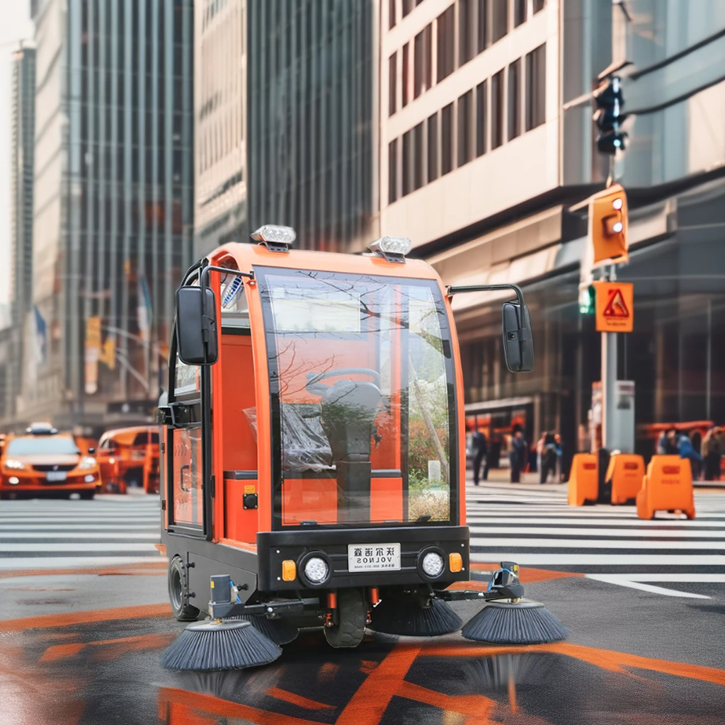 2026 Vol-2000 Full-Closed Electric Street Sweeper Ride-On Road Cleaning Machine With Brush Floor Sweeper