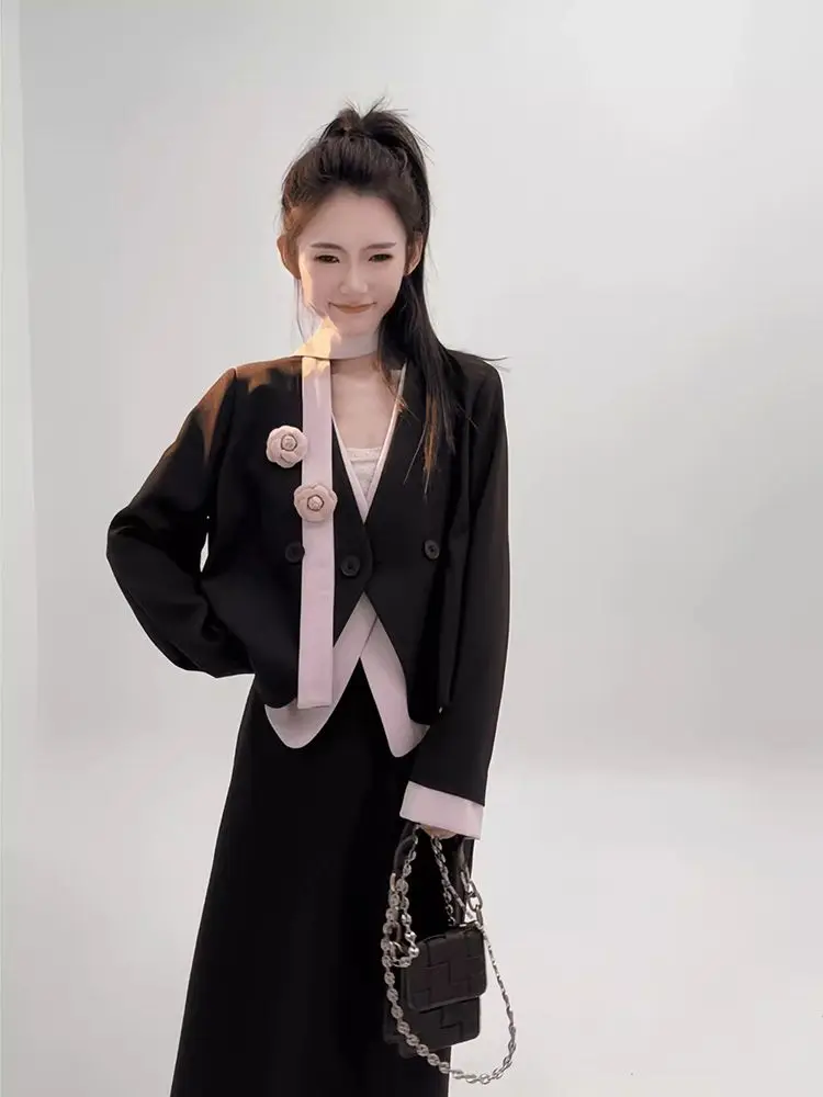 

French Elegance Temperament Fashion Casual Two Piece Sets Womens Outifits Blazer + Skirt Preppy Style Spring Women Suits