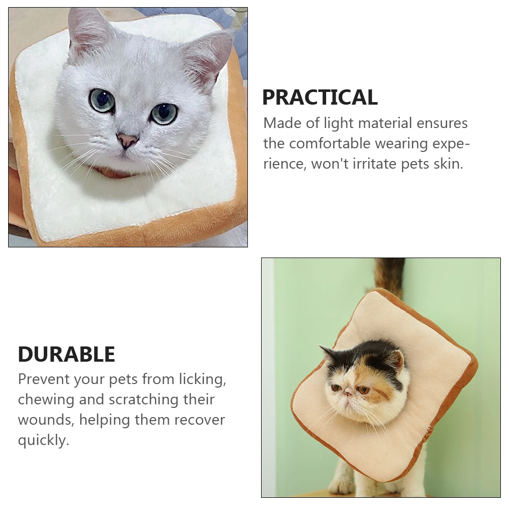 

1pc Cat Recovery Soft Pet Protective Collar Anti Licking Chewing Scratch Prevention Comfortable Wearable Bread Shape Toast Style