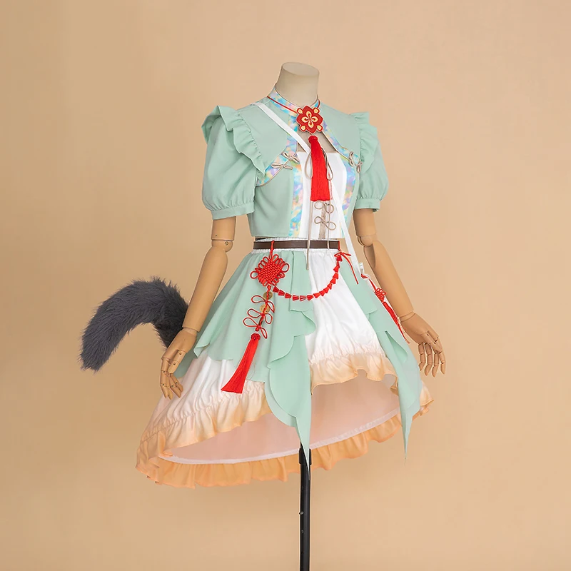 Cos Honeyberry Cosplay New Arknights Costume Chinese style Green cute lolita Party Female Dress with Chinese knot B