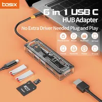 Basix usb c hub 6 in 1 Type-C to USB3.0 HD-MI USB-C PD3.0 Data SD TF hub docking station for macbook air M1 M2 ipadpro usb hub