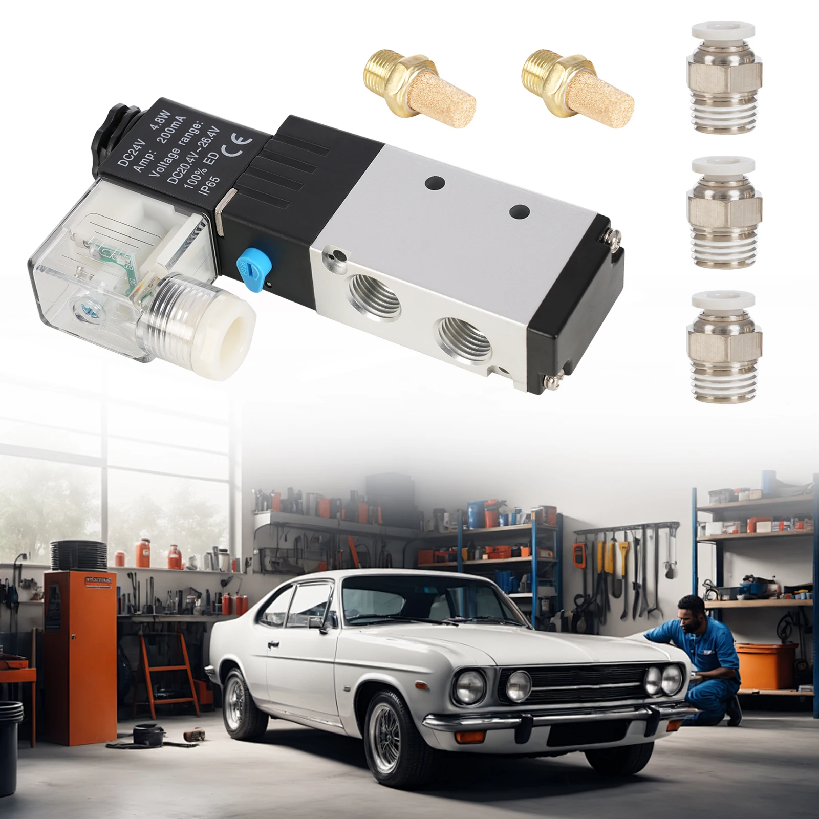 

Электромагнитный клапан Black DC24V 4,8W, электромагнитный клапан из алюминиевого сплава с воздушной трубкой 6 мм для охлаждения кондиционера