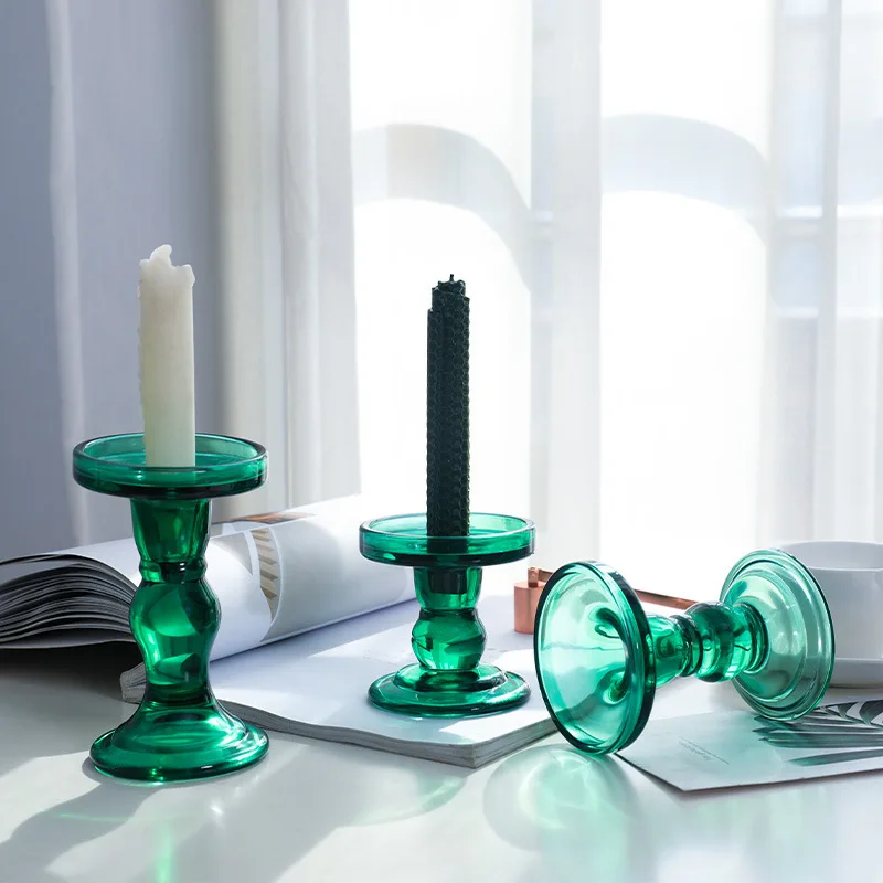 Roman Column Glass Candlestick Home Decor Candle Holder Romantic Wedding Centerpieces For Tables Glass Containers for Candles