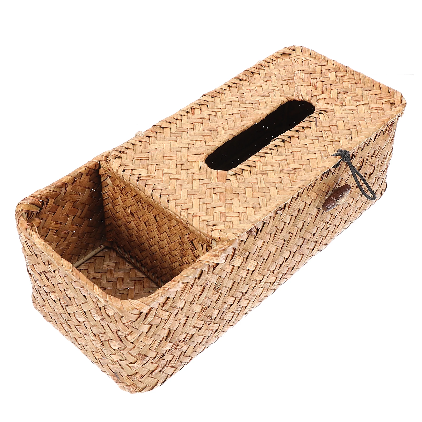 

Tissue Box Natural Seaweed Desktop Tissue Holder Metal Frame Rectangle Cover Organizer Paper Towels Storage Container