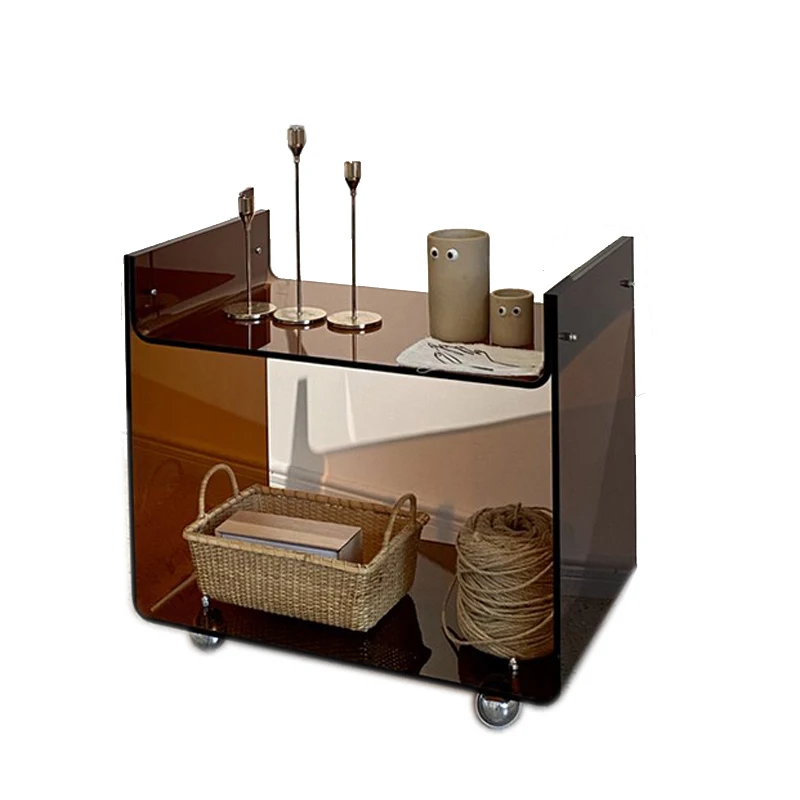 

Modern Double-Layer Acrylic Rack for Bathroom Clothes Home Furniture with Wheels for Stacked Storage