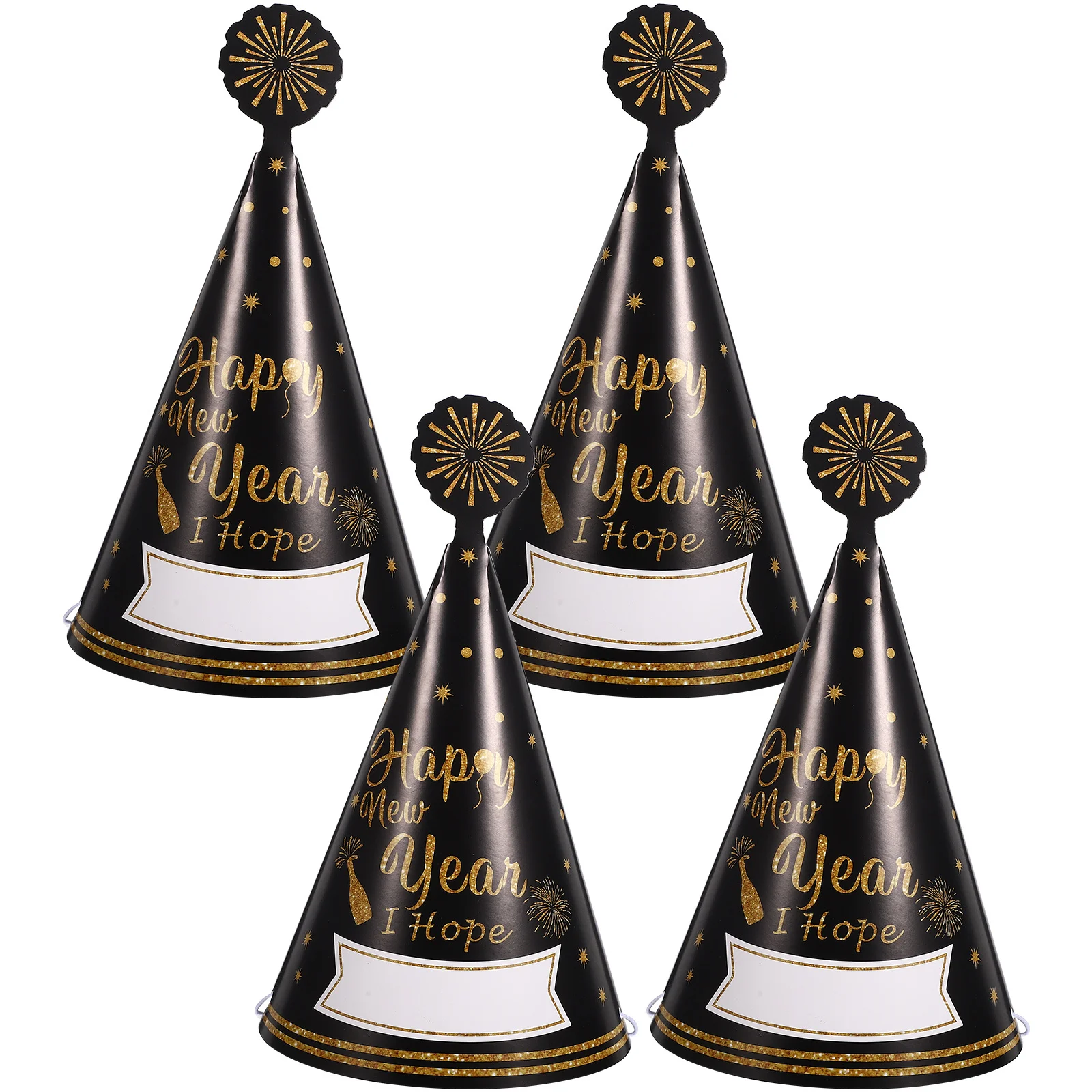 

4Pcs New Year Hats Crown 2024 Paper Cone Party Hats Lightweight Reusable Party Supplies for New Year Eve Celebration