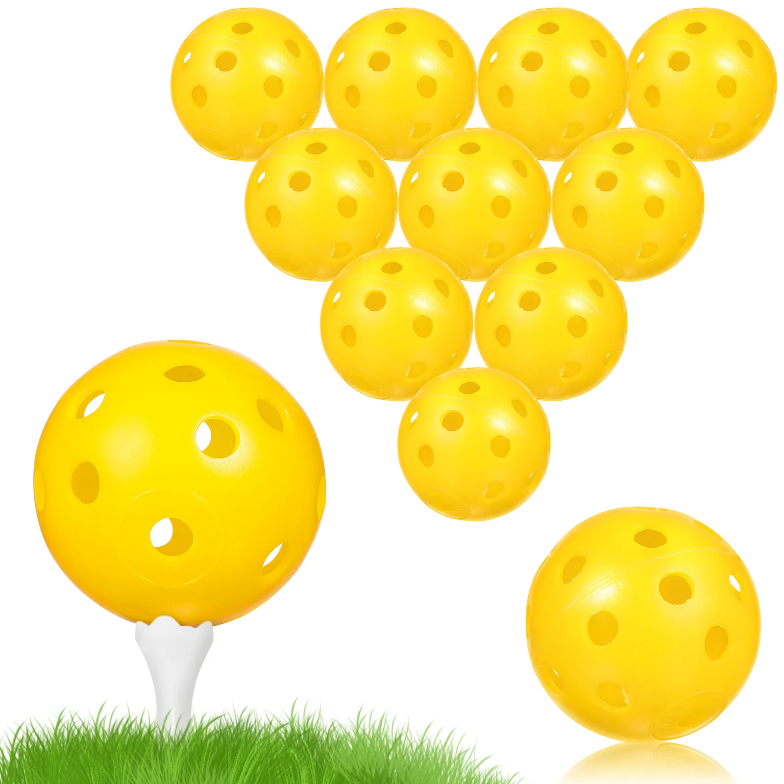 24pcs Yellow Golf Practice Balls Indoor Hollow Plastic Flight Backyard Durable Targeted Skill Improvement Golf Supplies