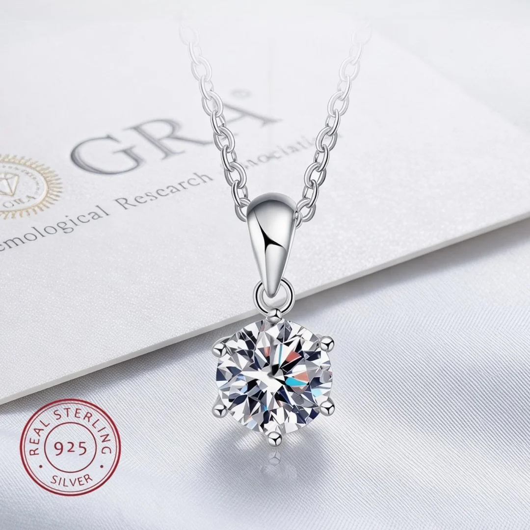 1-3CT D VVS1 Moissanite Necklace High Quality For Women Sparkling Classic Lab Diamon Pendant 925 Sterling Silver Wedding Jewelry