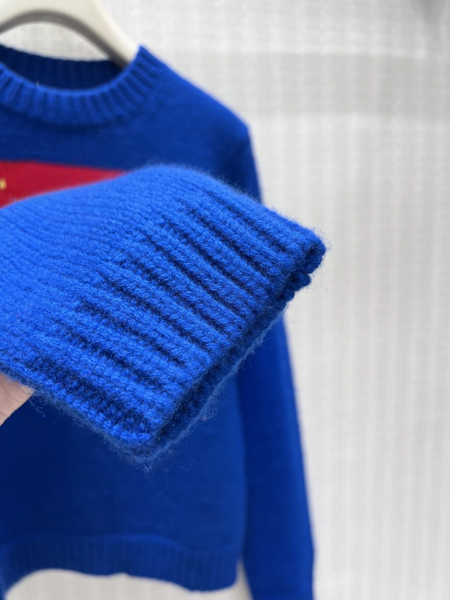 V-Neck Knitted Sweater Vintage Luxury Print Color Block Slimming Effect Commute Style Long Sleeve Knitwear for Women