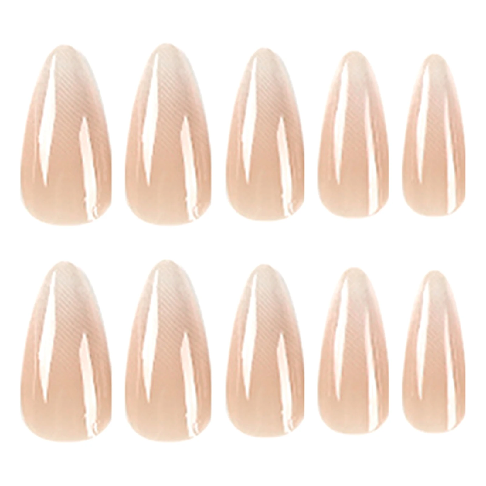 Glossy Champane Almond Press on Nails Smooth and Non-Grainy Texture Nails for Finger Decoration Home Nail DIY